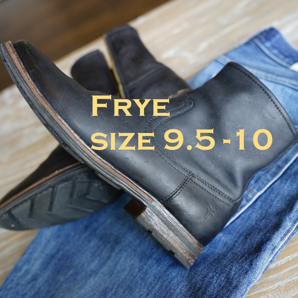 Frye Black Inside Zip Rubber Sole Boots